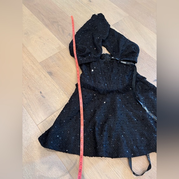Heiress Beverly Hills boucle halterneck corset ruffle mini dress sequin black - Picture 8 of 13